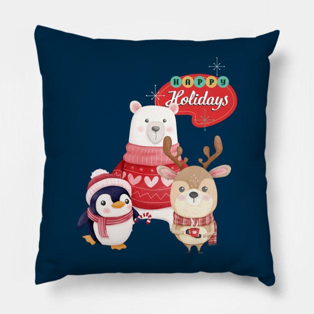 Three Wise Animals Pillow by AlmostMaybeNever