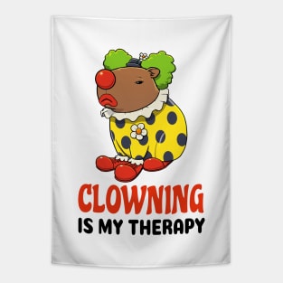 Clowning is my therapy Capybara Tapestry