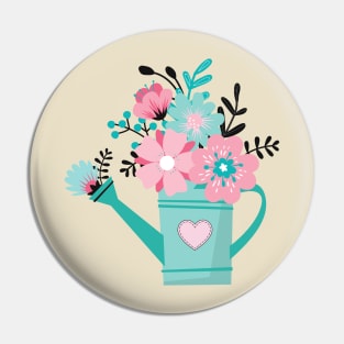 Floral Watering Can Pin