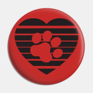 Cat Paw Heart Valentine - Black Pin