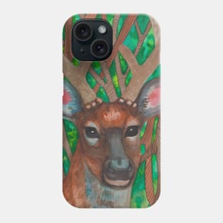 Deer with big horns in forest Phone Case