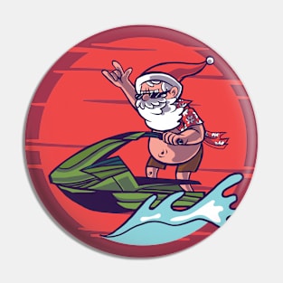 Jet Ski Santa Cartoon Pin