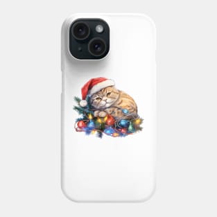 Lazy Scottish Fold Cat At Christmas Phone Case