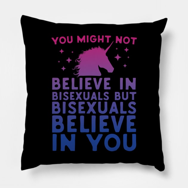 Bisexual Unicorns Believe In You Pillow by Eugenex