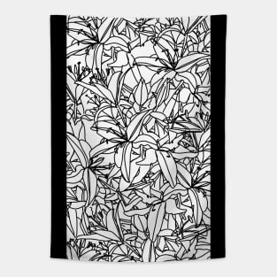 Stargazer Lily Flowers Line Drawing Black and White Tapestry