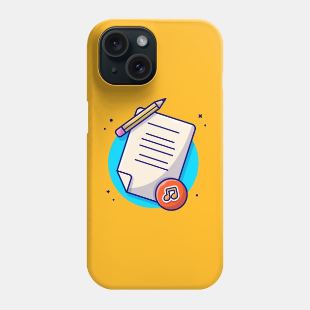 Music Lyrics with Pencil, Tune and Note of Music Cartoon Vector Icon Illustration Phone Case by Catalyst Labs