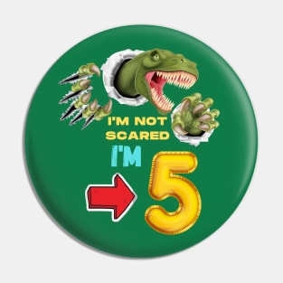 5th Birthday Dinosaur Roaring Pin