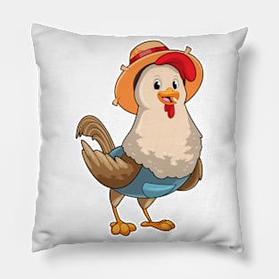 Chicken as Farmer with Hat Pillow