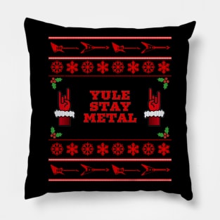 Yule Stay Metal Funny Ugly Christmas Sweater Pillow