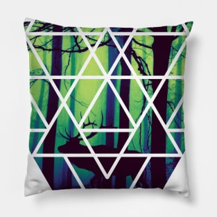 Triangle of Misty Forest Pillow