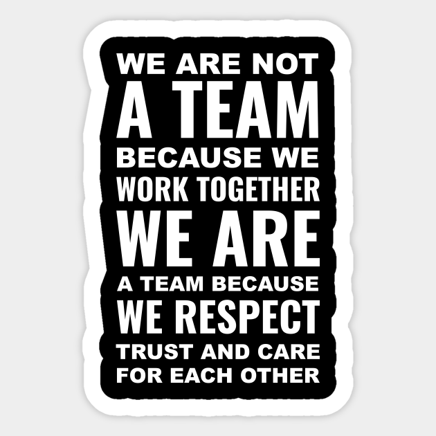 We Are Not A Team Because We Work Together We Are A Team Because We ...