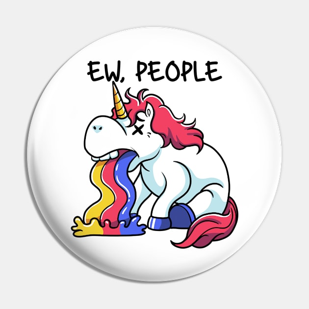 Unicorn Solitude: Shying Away from the Human Horde Pin by Holymayo Tee