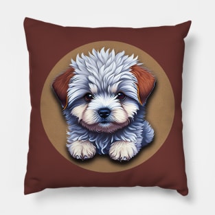 A Cute Cartoon Havanese Puppy Dog Relaxing Pillow