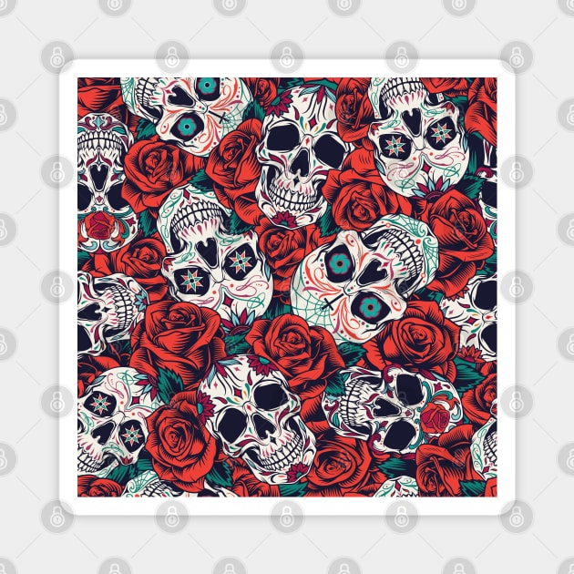 Skull & Roses Magnet by machmigo