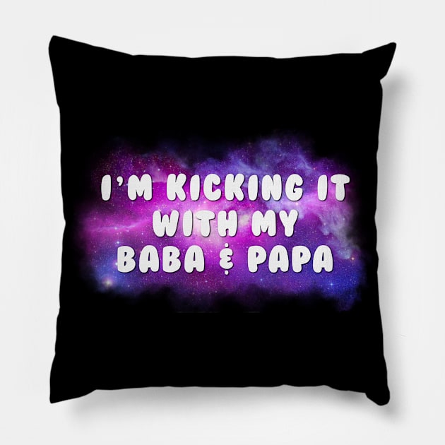 Kicking it with Baba & Papa Pillow by Studio Lockhart