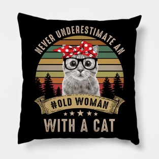 Never Underestimate An Old Woman With A Cat Pillow