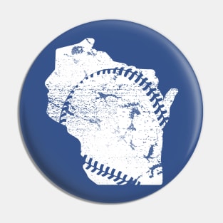 Wisconsin State with Baseball Strings Pin