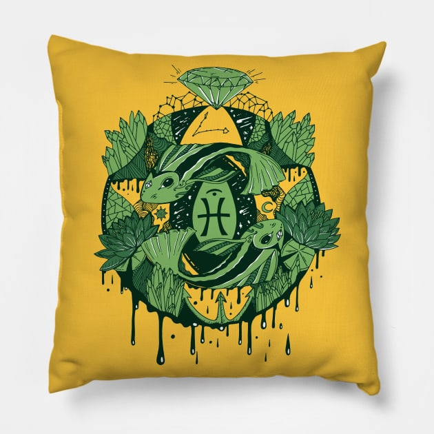 Forrest Green Mystic Pisces Motion Pillow by kenallouis