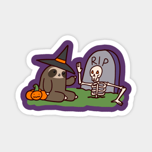 Sloth and Spooky Skeleton Magnet