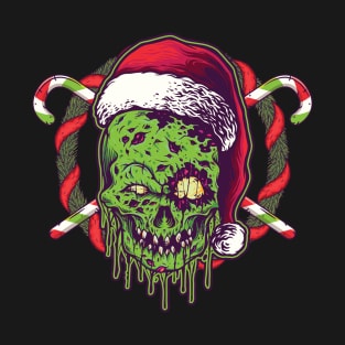 Creepy Santa Skull Zombie Christmas Skull T-Shirt