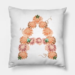 Letter A Floral Pillow