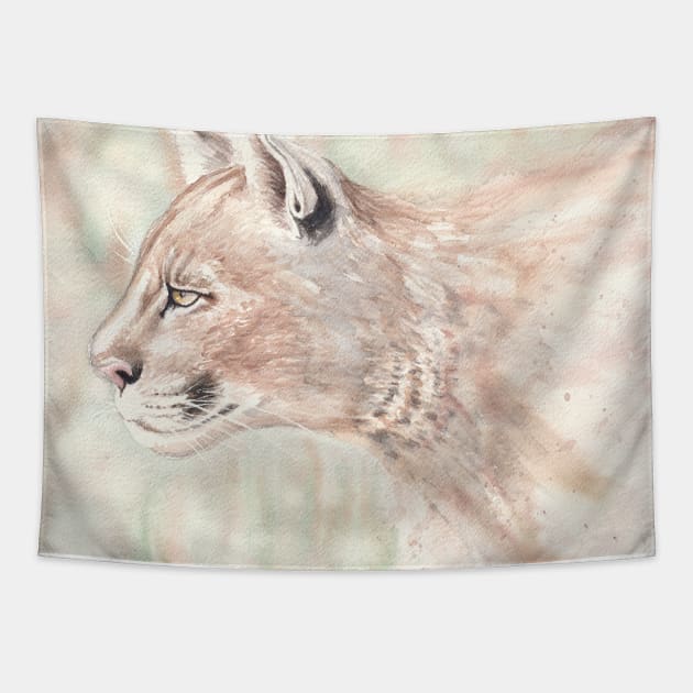 Mountain Lion Watercolor Tapestry by Jarrodjvandenberg