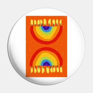 Rainbow Chanukiah Orange Print Pin