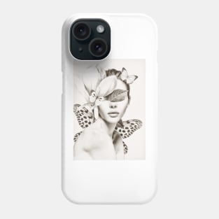 PORTRAIT /Woman with flower and butterflies Phone Case