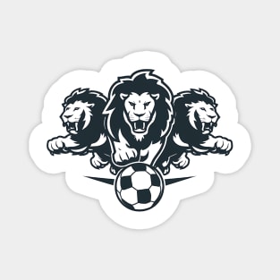 Three Lions chasing Soccer ball Magnet