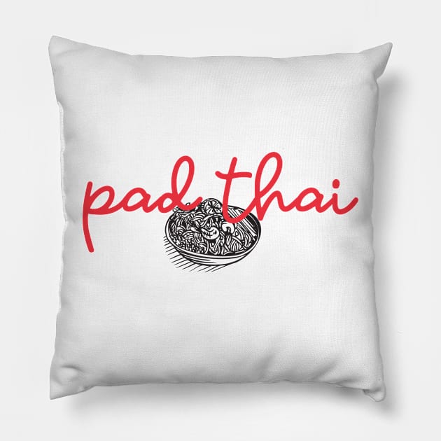 pad thai - Thai red - Flag color - with sketch Pillow by habibitravels