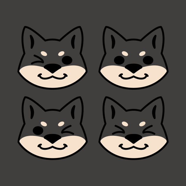 4 Shibas (Black and tan) by kaeru