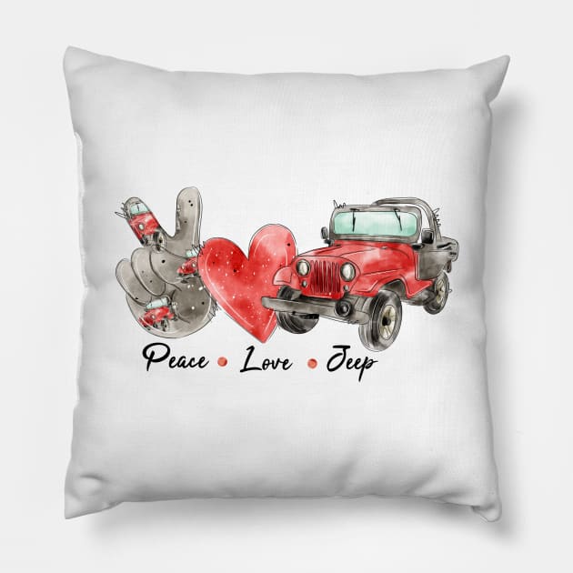 Peace love jeep Pillow by HJstudioDesigns