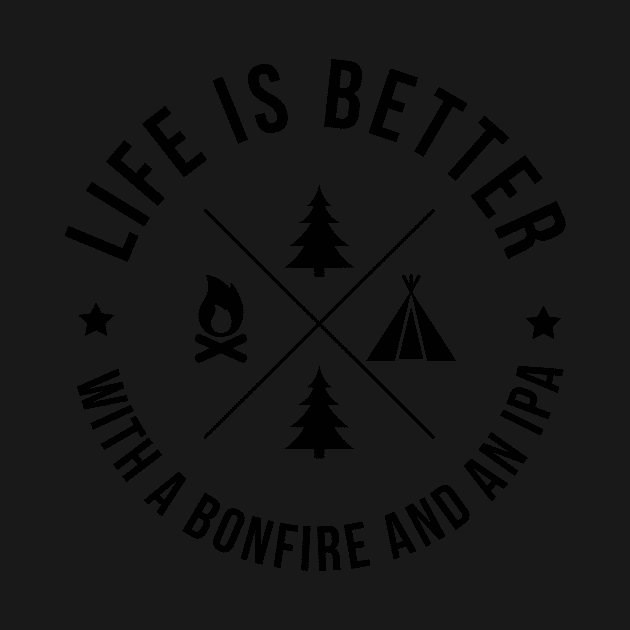 Bonfire and IPA Beer Drinking I Love Camping by TheOptimizedCreative