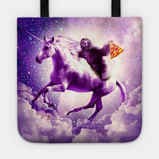 Space Sloth Riding On Flying Unicorn With Pizza Tote