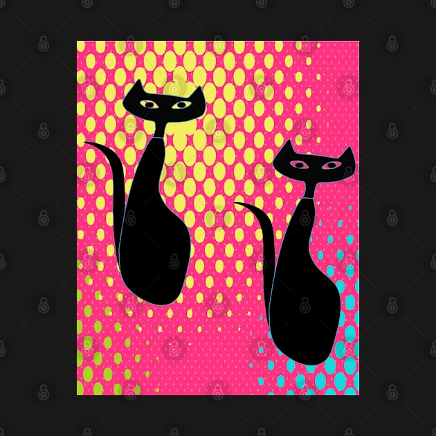 Pop Art Kitties in 70s Style by Lisa Williams Design