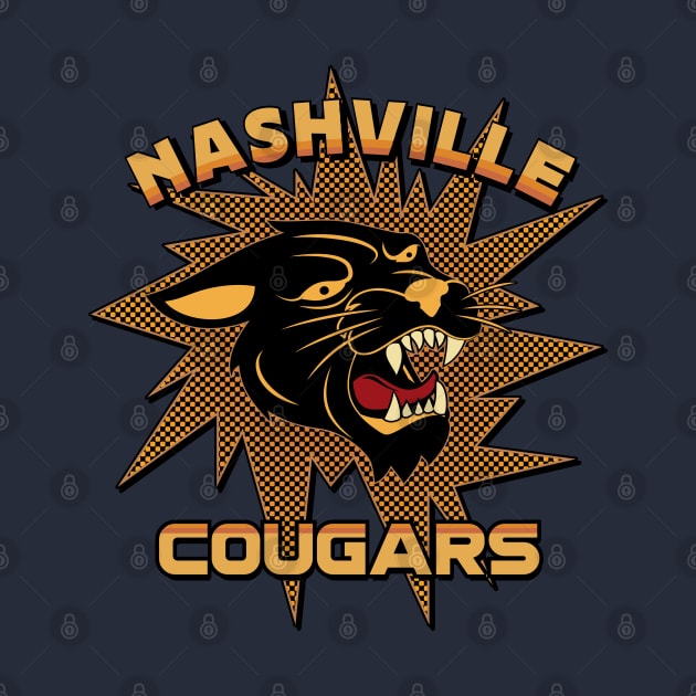 Nashville Cougars Retro Team 1970's Style Full Color Design 2 by SunGraphicsLab