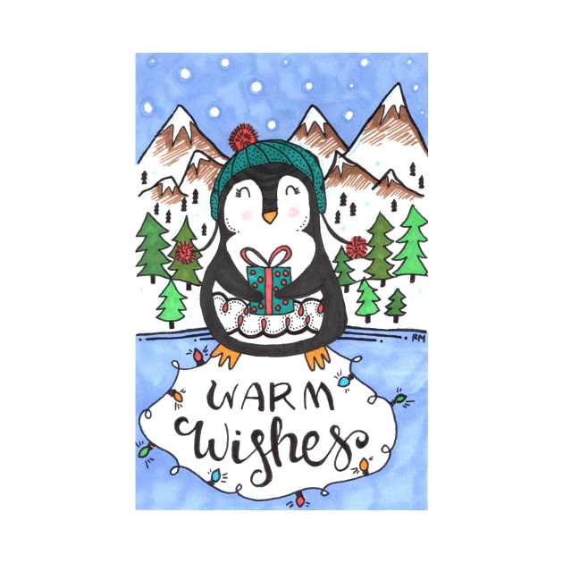 Warm Wishes Holiday Penguin by RuthMCreative