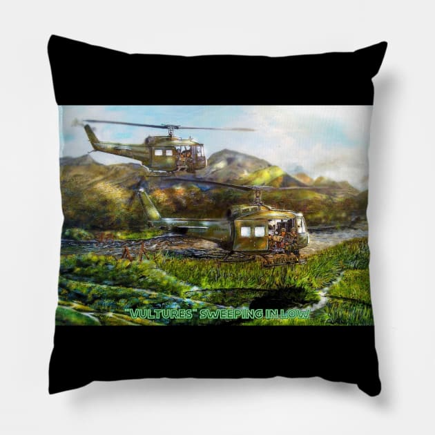 "Vultures Sweeping In Low" Pillow by WarDaddy