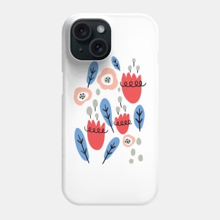 Happy Flowers with Blue Leaves Phone Case