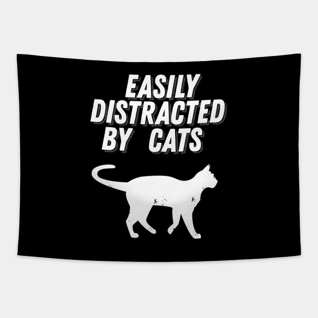 Easily Distracted By Cats - Cat Lover Gift Tapestry by ballhard