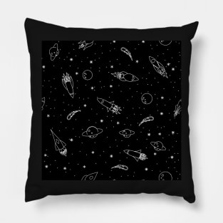 Space Pattern - Black and White Pillow