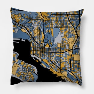 San Diego Map Pattern in Blue & Gold Pillow