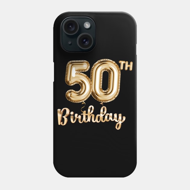 50th Birthday Gifts - Party Balloons Gold Phone Case by BetterManufaktur