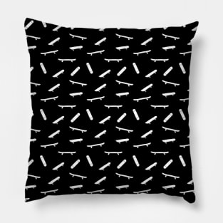 Skateboard pattern in black and white Pillow