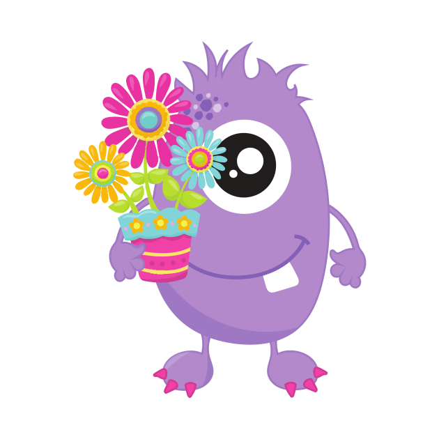 Spring Monster, Purple Monster, Colorful Flowers by Jelena Dunčević