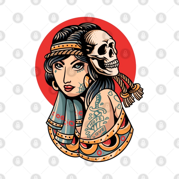 lady skull tattoo by donipacoceng