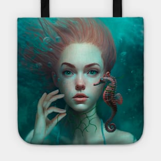 Mermaid and seahorse Tote