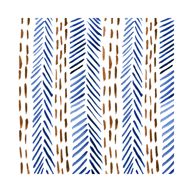 Abstract herringbone pattern - brown and blue by wackapacka