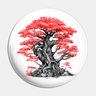 red and black Tree Pin