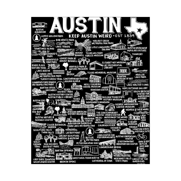 Austin Texas Map by fiberandgloss